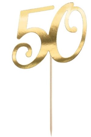 Topper na tort 50 urodziny , złoty