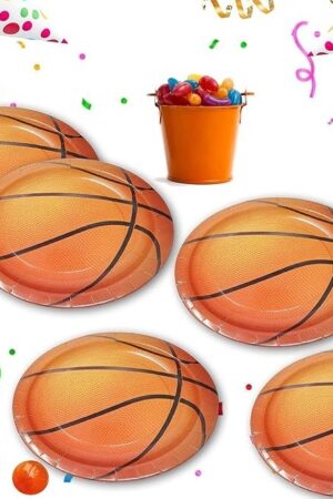Talerzyki papierowe piłka koszykowa koszykówka 7cali 6szt