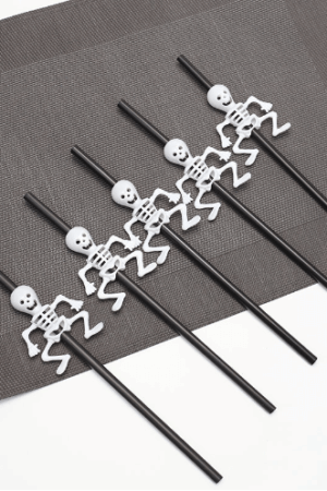 Słomki Halloween 5szt Kościotrup