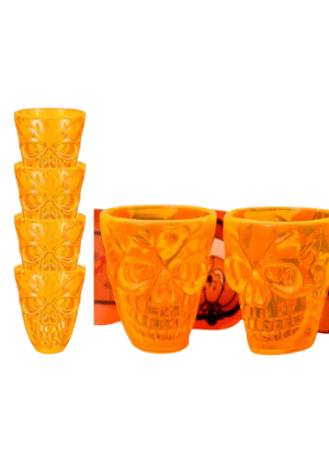 Kieliszki Czaszki Halloween 4szt pomarańczowe