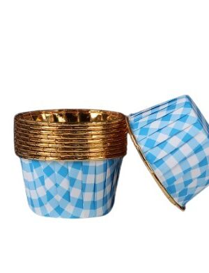 Foremki do babeczek 50szt w kratkę niebieską