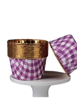 Foremki do babeczek 50szt w kratkę fioletową