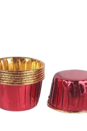 Foremki do babeczek 50szt czerwono złote