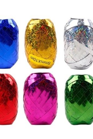 Wstążka plastikowa holograficzna mix kolor 10m, 6szt