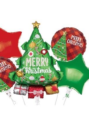 Balon foliowy Merry Christams Święta Choinka 5szt