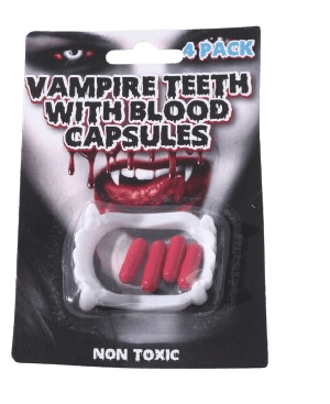 Zestaw zęby Wampira i krew Halloween