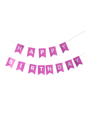 Baner fuksja Happy Birthday , ciemny różowy