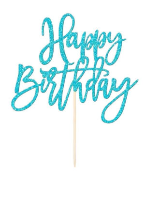 Topper na ciasto, tort Happy Birthday błyszczący