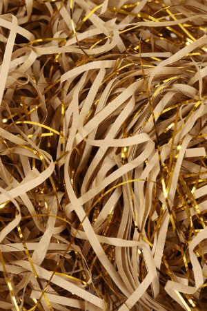 Papierowe wypełnienie do prezentów beżowo złote, 20g