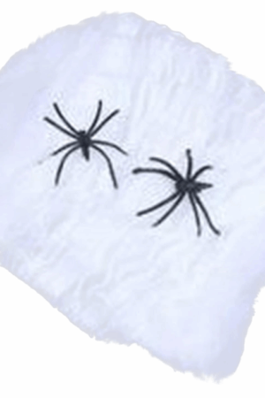 Pajęczyna Halloween biała 20g, 2 pajaki girlanda