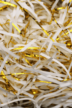 Papierowe wypełnienie do prezentów biało złote, 20g