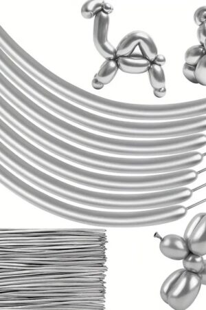 Balon lateksowy modelingowy srebrny chrom, do modelowania 100szt