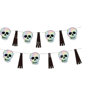 Baner Halloween Czaszki Holograficzny