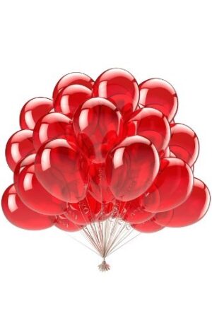 Balon lateksowy czerwony transparentny 10cali, 50szt