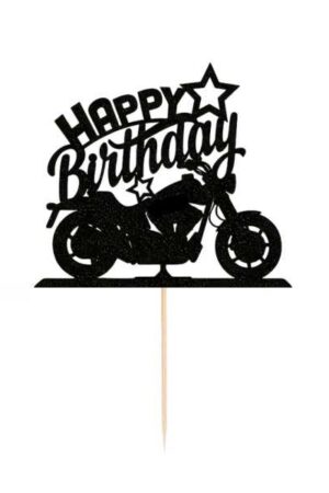Topper na ciasto, tort Happy Birthday Motor, błyszczący