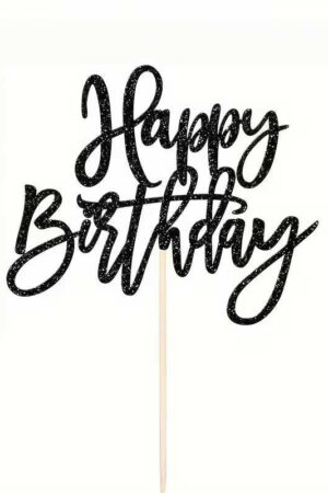 Topper na ciasto, tort Happy Birthday błyszczący