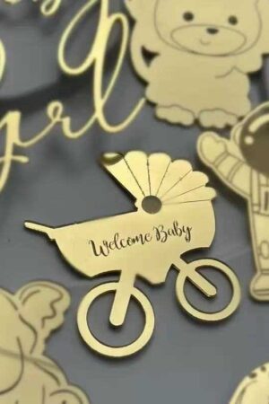 Topper na tort babeczki Welcome Baby Baby Shower 5szt