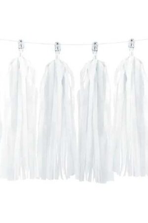 Girlanda dekoracyjna frędzle białe 10szt , biały