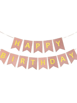 Baner Rose Gold brokatowy Happy Birthday