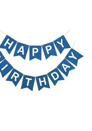 Baner granatowy Happy Birthday , ciemny niebieski