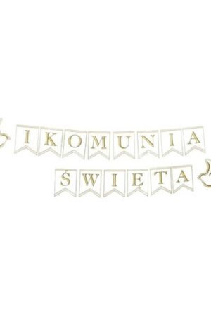 Baner złoty Pierwsza Komunia Święta IHS