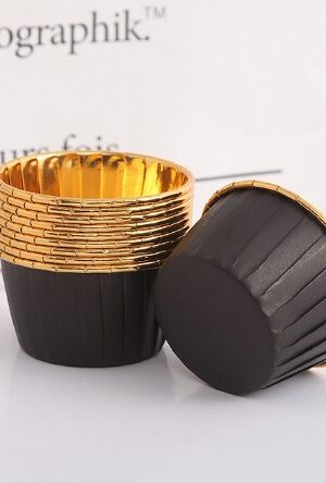Foremki do babeczek 50szt czarno złote