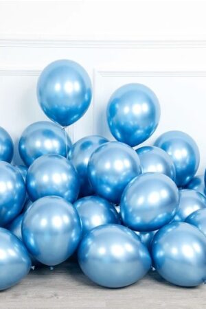 Balon lateksowy 10szt niebieski chrom 10 cali