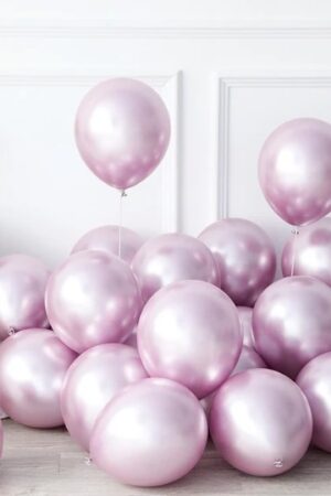 Balon lateksowy 50szt jasny fiolet chrom 10 cali, różowy