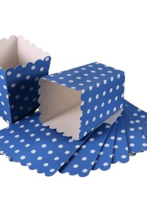 Pudełka na popcorn granatowe w grochy 6szt