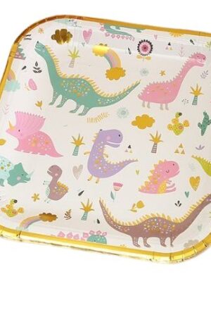 Talerzyki papierowe Zwierzątka Dino 7cali, 6szt