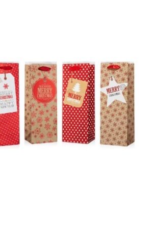 Torebki na wino Merry Christmas 12szt mix