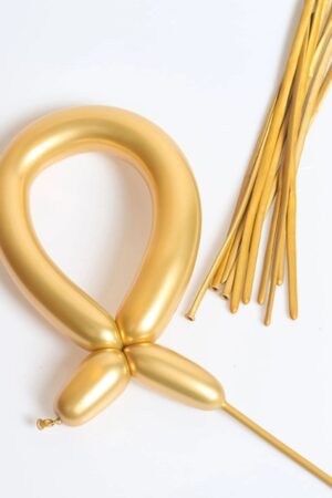 Balon lateksowy modelingowy złoty chrom, do modelowania 100szt