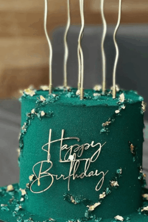 Topper na tort Happy Birthday  złoty