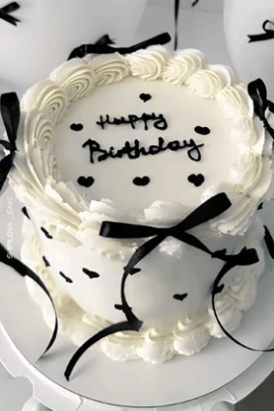 Topper na tort kokardka czarna, ozdoba na tort balony 10szt