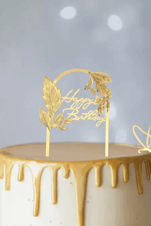 Topper na tort Happy Birthday złoty