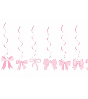 Świderek girlanda 80cm Kokardki różowe 7szt Kokarda