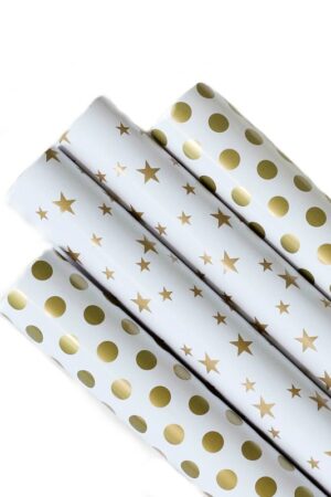 Papier do pakowania - złoty kropki 70x100CM 2PCS