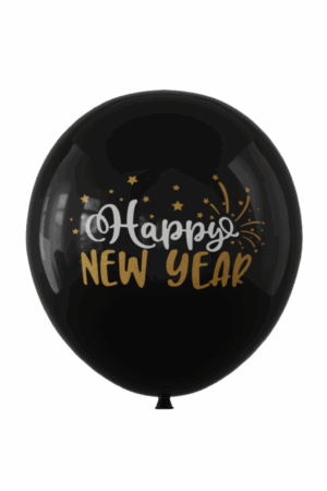 Balon lateksowy czarny ze złotym napisem Happy New Year,12cali 100szt