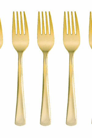 Sztućce jednorazowe, widelec złoty 10szt