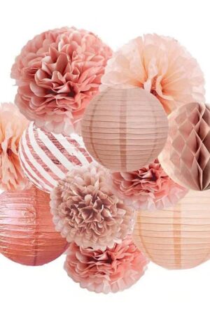 Girlanda dekoracyjna pompony rozety różowy 11szt