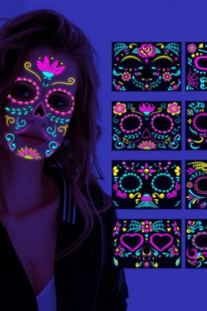 Naklejki Fluorescencyjne na twarz Andrzejki Karnawał