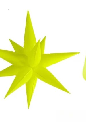 Balon foliowy Gwiazda 4D żółta 19cali Fluorescencyjna