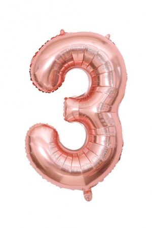 Balon foliowy cyfra 3 rose gold, 40 cali