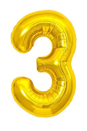 Balon foliowy cyfra 3 złoty, 40 cali