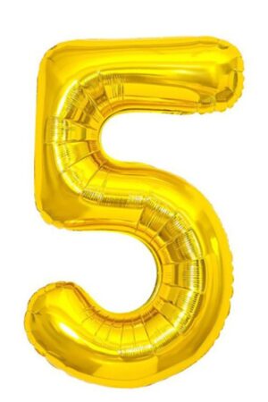 Balon foliowy cyfra 5 złoty , 32 cale
