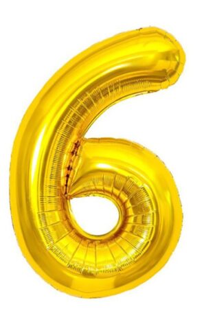 Balon foliowy cyfra 6 złoty , 32 cale