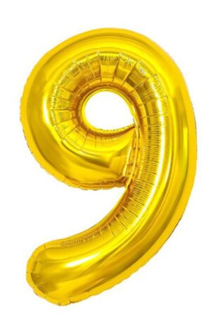 Balon foliowy cyfra 9 złoty , 32 cale